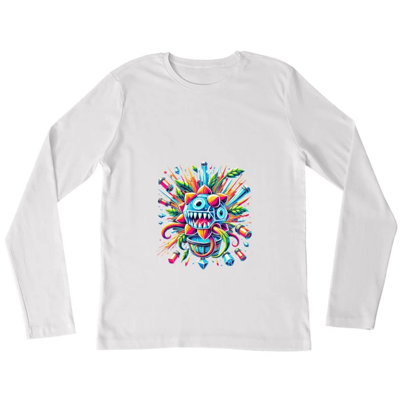 Vibrant Explosive Monster Graffiti Art Female Long Sleeve T-Shirt