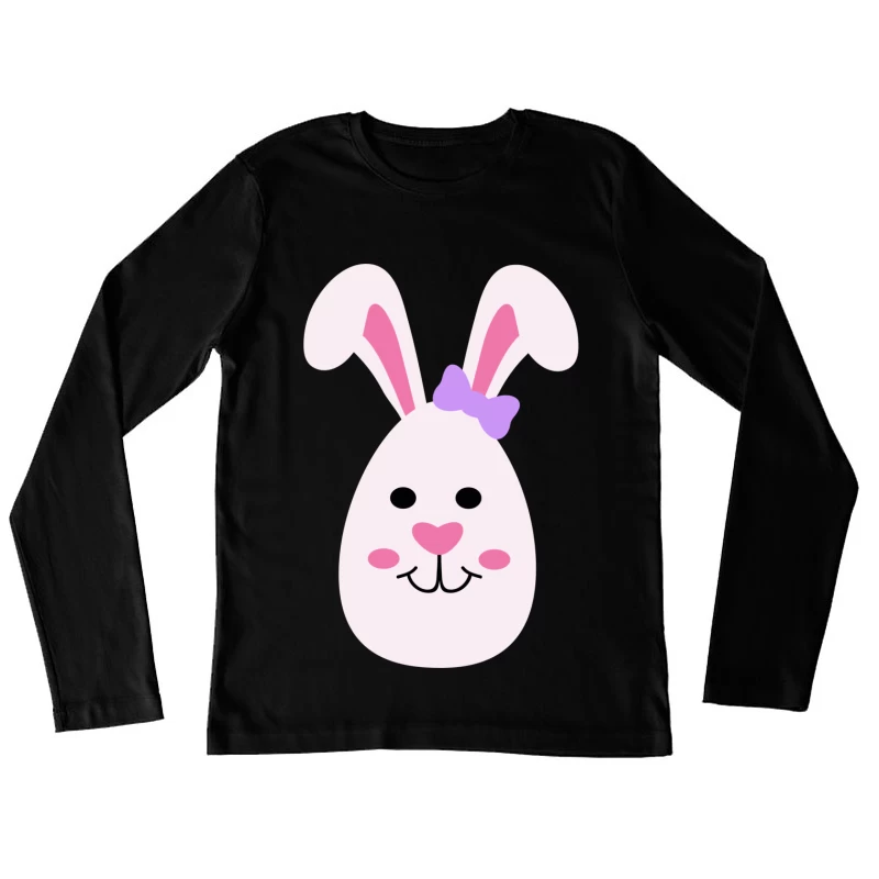 Visage de lapin mignon avec nœud Femme Manches Longues T-Shirt