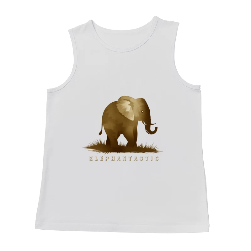 Elephantastic - Vintage Elephant Silhouette Illustration with Typography Male Tank Top