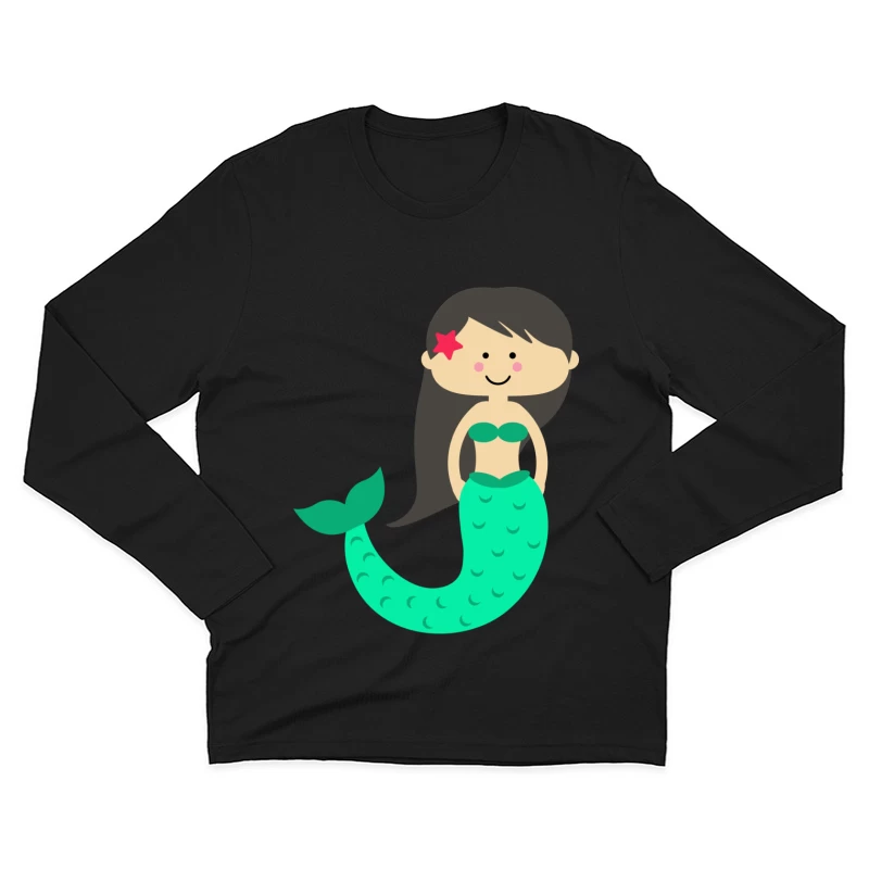 Illustration d'une petite sirène joyeuse Homme Manches Longues T-Shirt