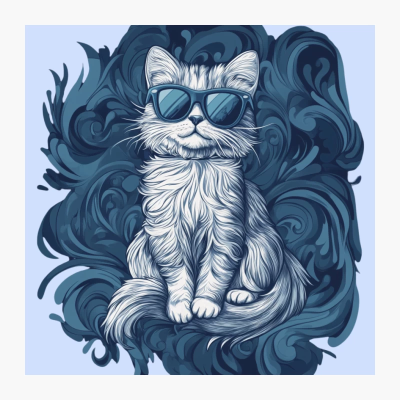 Cool Cat in Shades: Stylish Feline Illustration Pin