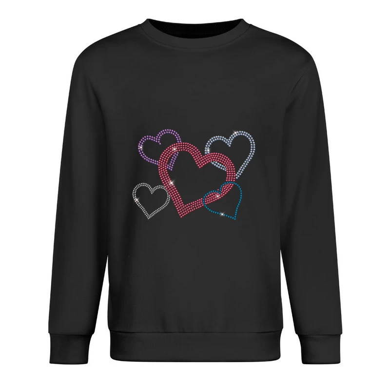 Bunte Herzdesign mit Strasssteinen Herren Pullover Sweatshirt