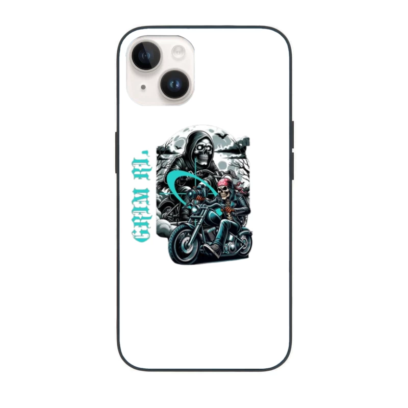 Gothic Grim Reaper Motorcycle Ride Under Moonlight iPhone Case