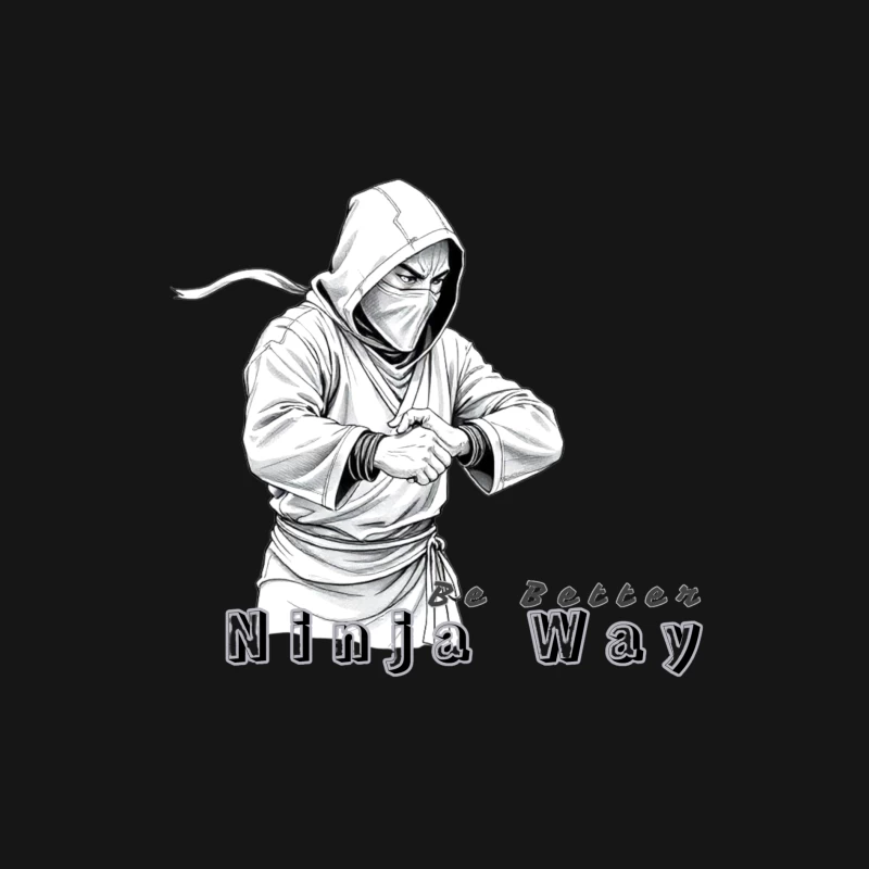 Masked Ninja Warrior in White Hood - The Ninja Way Male Long Sleeve T-Shirt