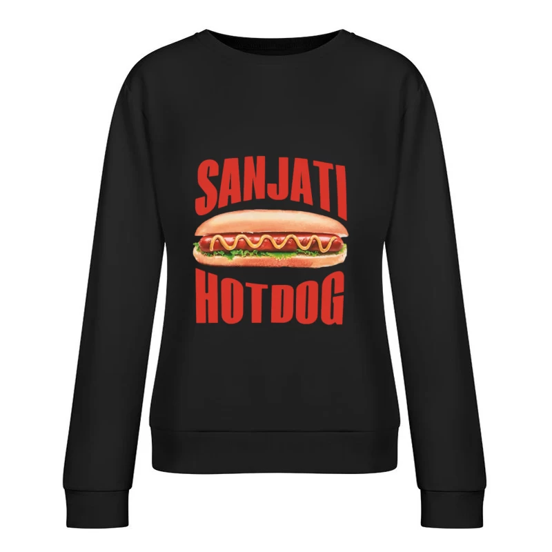 Sanjati Hotdog-Logo mit Wurst und Senf Damen Pullover Sweatshirt