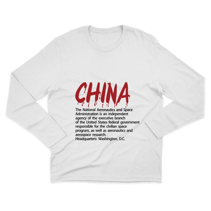 NASA-Information mit China-Schriftzug Herren Langarm T-Shirt