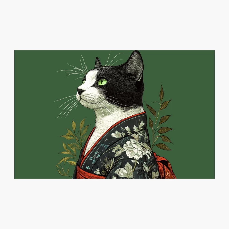 Artistic Portrait of Cat in Japanese Kimono Travel Mug