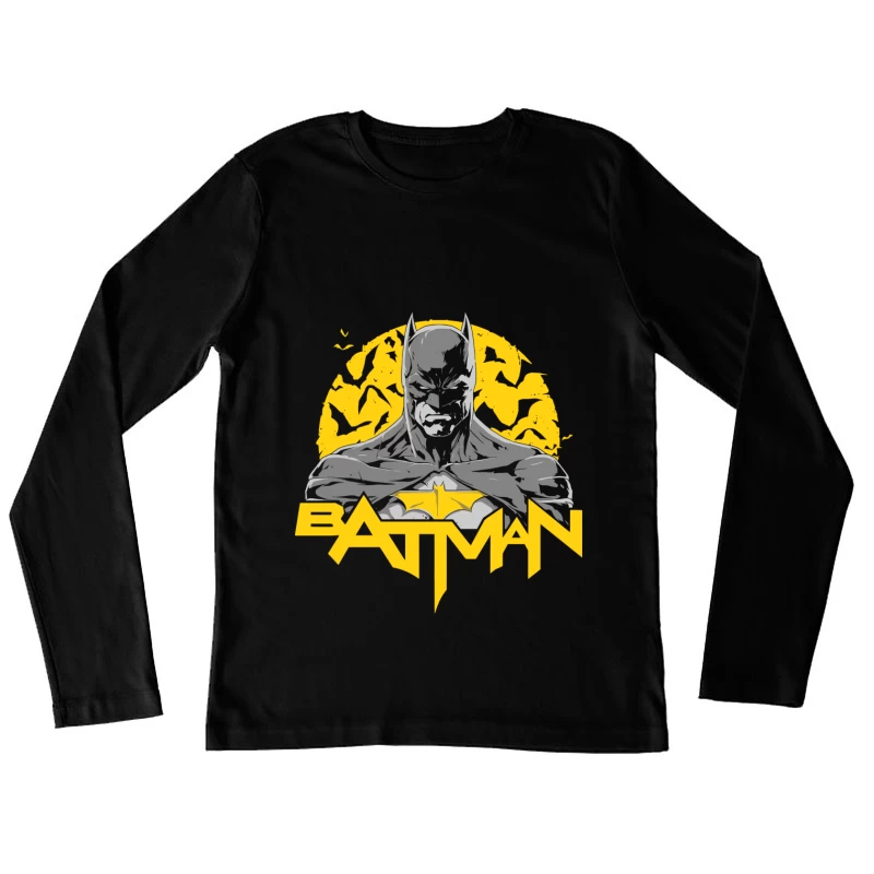 Batman Logo with Silhouette Female Long Sleeve T-Shirt