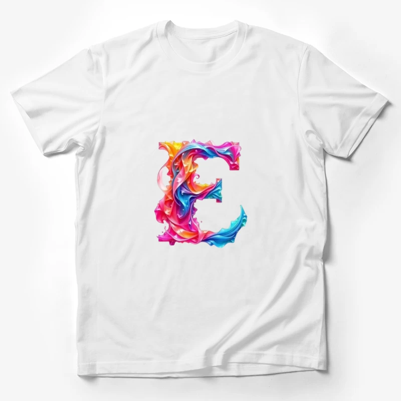 Vibrant Liquid Rainbow Letter E Design Male T-Shirt