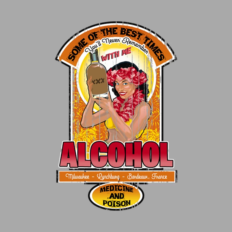 ALCOHOL, distressed Male Pullover Hoodie