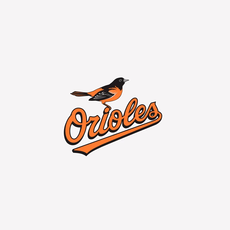 Baltimore Orioles MLB Baseball Team Logo with Orange Bird Mascot Male T-Shirt