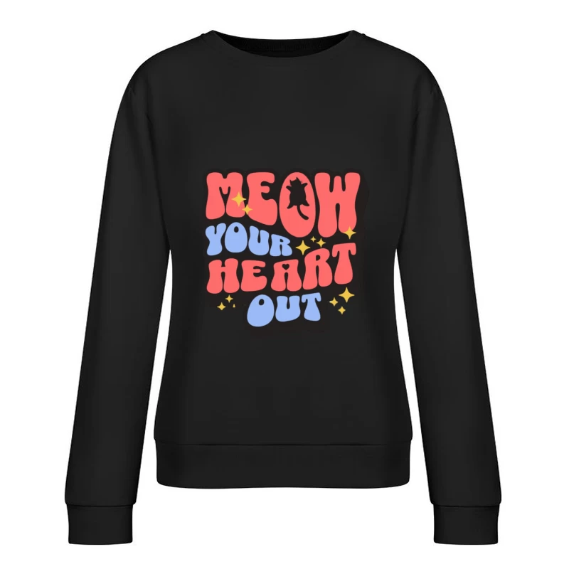 Meow-Motiv mit Herzen Damen Pullover Sweatshirt