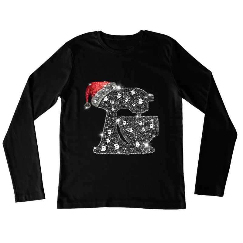 Mélangeur avec chapeau de Noël scintillant Femme Manches Longues T-Shirt
