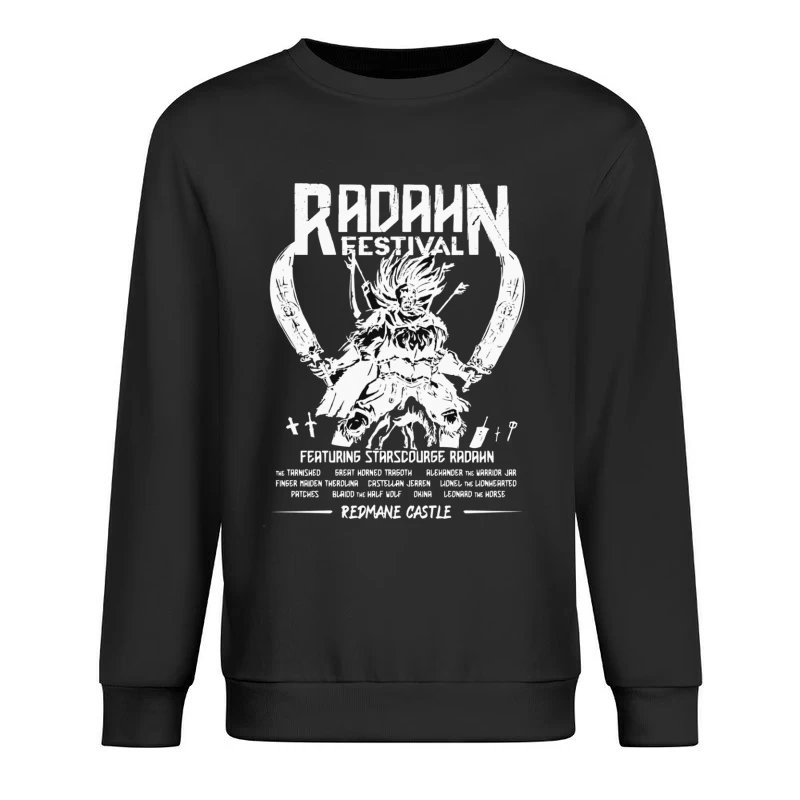 Black and White Manga-Style Festival Poster for Radahn Event Male Pullover Sweatshirt