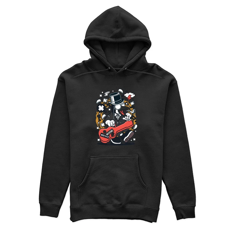 Pingouin rockeur avec étui de guitare Femme Sweat à capuche