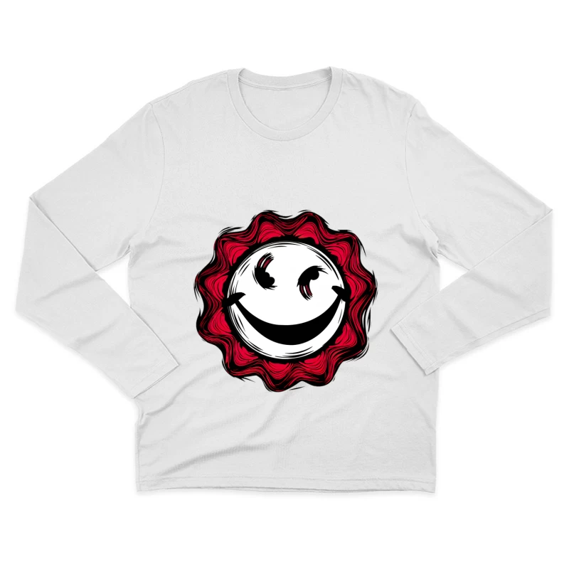 Visage souriant avec un motif à rayons Homme Manches Longues T-Shirt