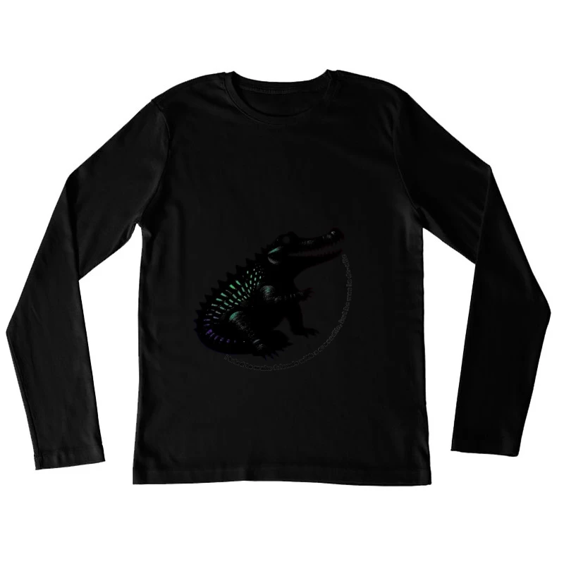 Friendly Black Dinosaur Silhouette with Friendship Quote Female Long Sleeve T-Shirt