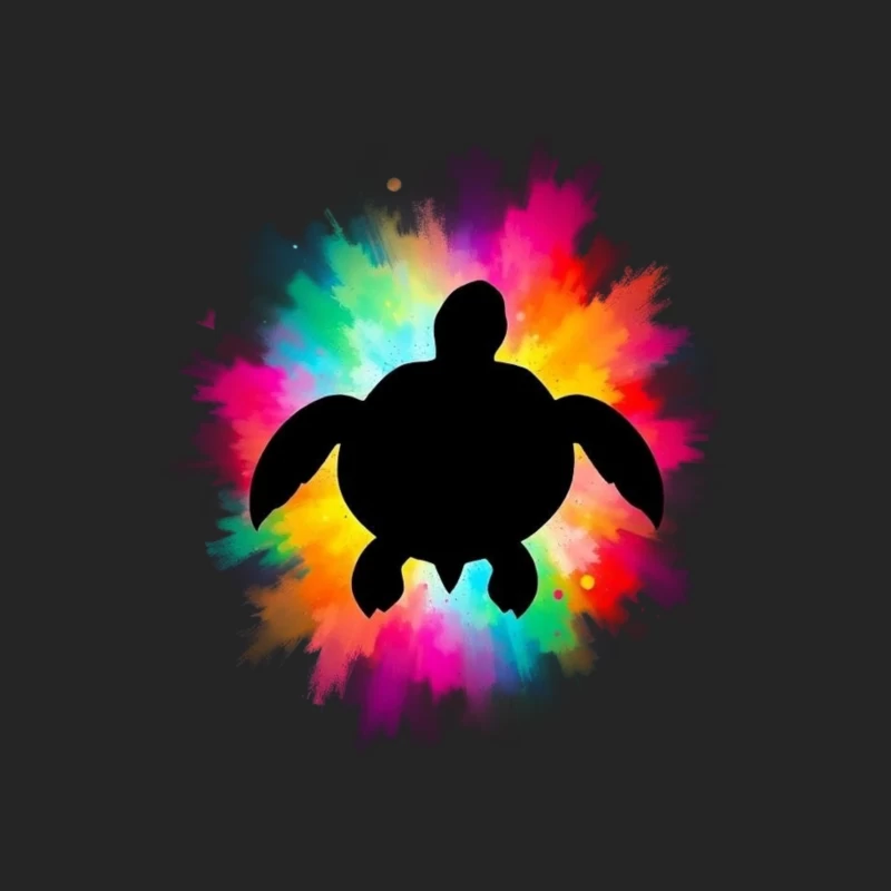 Colorful Turtle Silhouette Art Female Pullover Sweatshirt