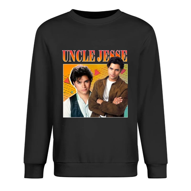 Retro TV Poster of Uncle Jesse from Full House 90s Series Male Pullover Sweatshirt