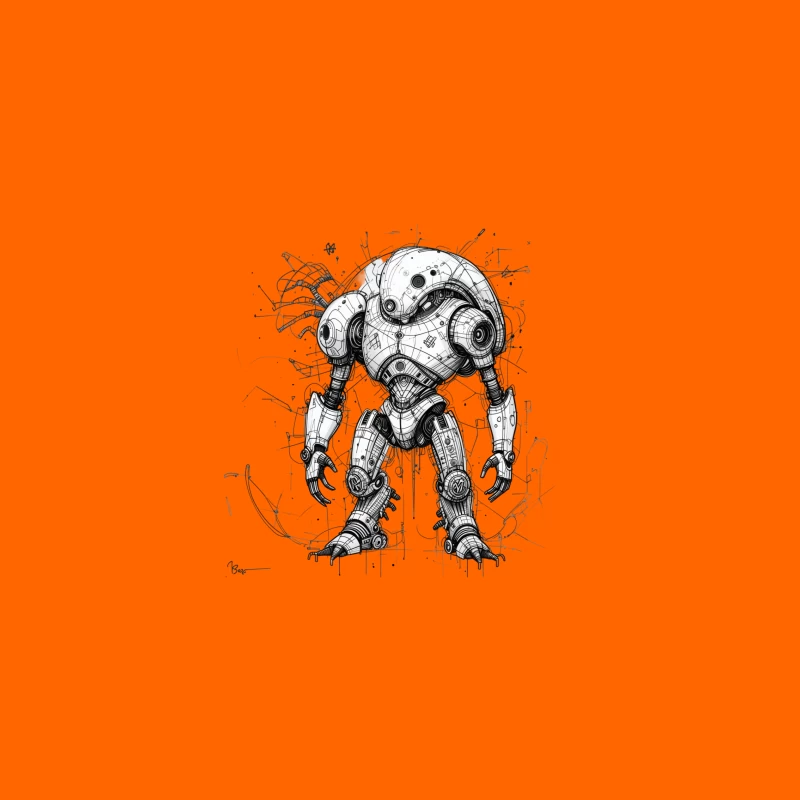 Futuristic Mechanical Robot Illustration iPhone Case
