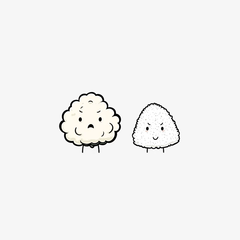 Cute Minimalist Cartoon Rice Ball Characters Male Long Sleeve T-Shirt