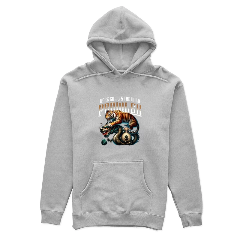 Tiger and Dragon Fighting Over Money: Symbolic Power Artwork Female Pullover Hoodie