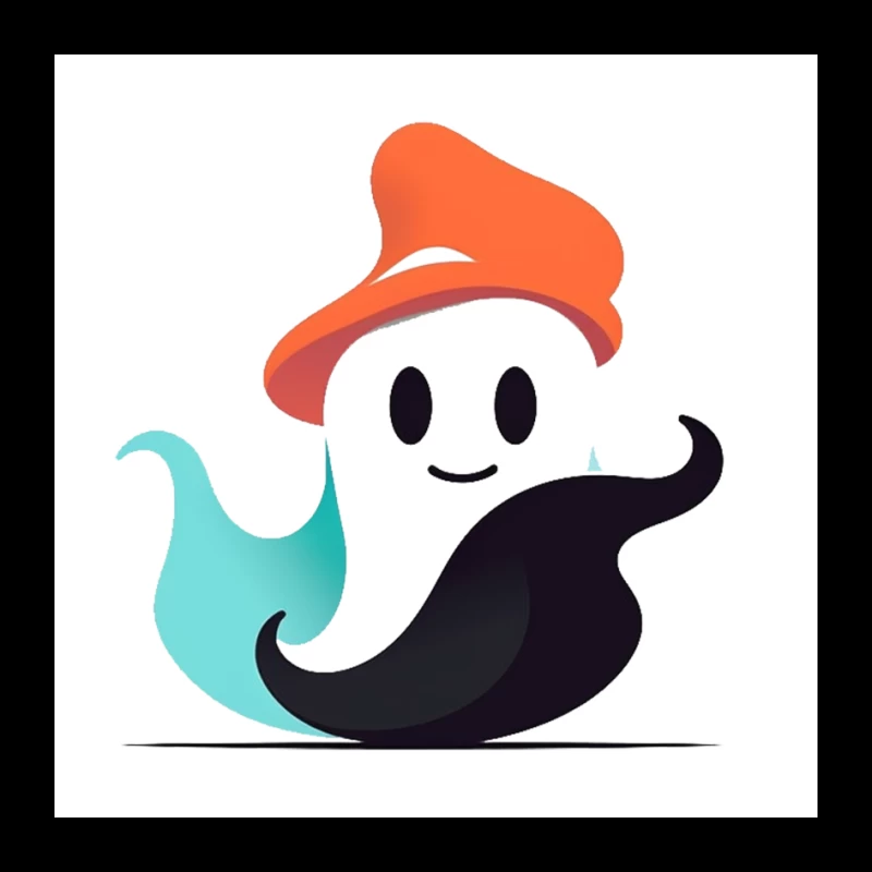 Cute Ghost Mascot with Orange Hat Pin