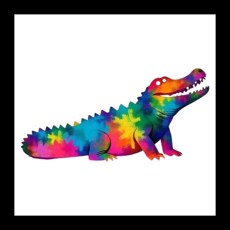 Rainbow Tie-Dye Alligator Illustration Pin