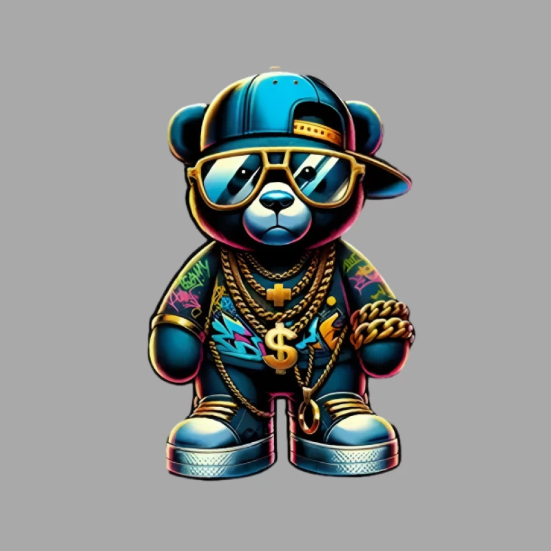 Hip-Hop Teddy Bär mit Goldschmuck Herren Pullover Hoodie