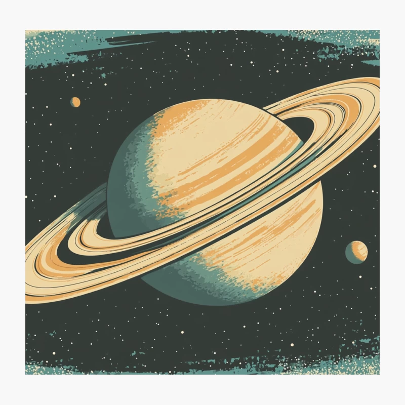 Retro Illustration of Saturn in Cosmic Space Throw Pillow