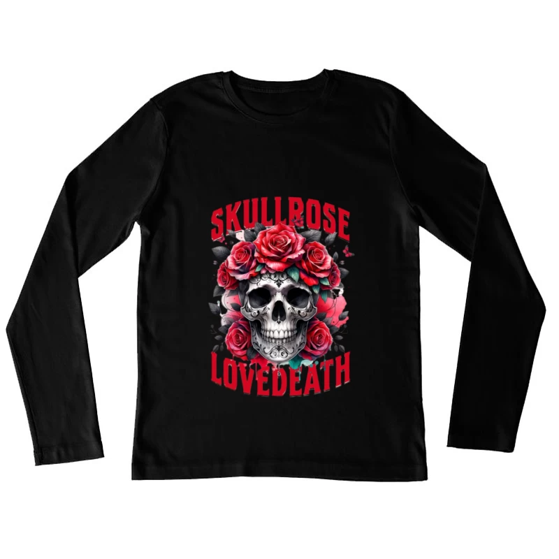 Art Crâne et Roses Femme Manches Longues T-Shirt
