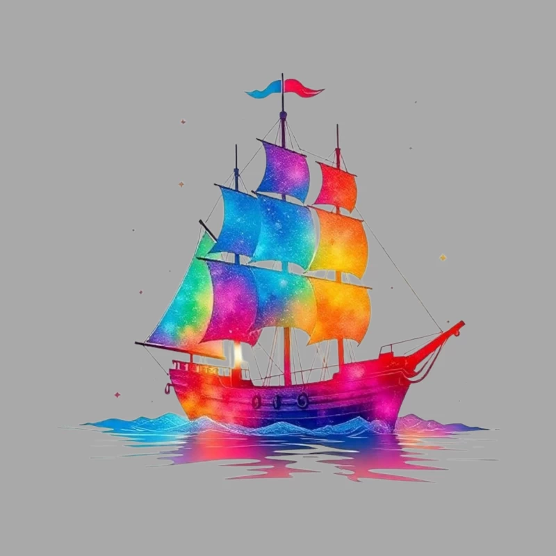 Colorful Sailing Ship Male Pullover Hoodie