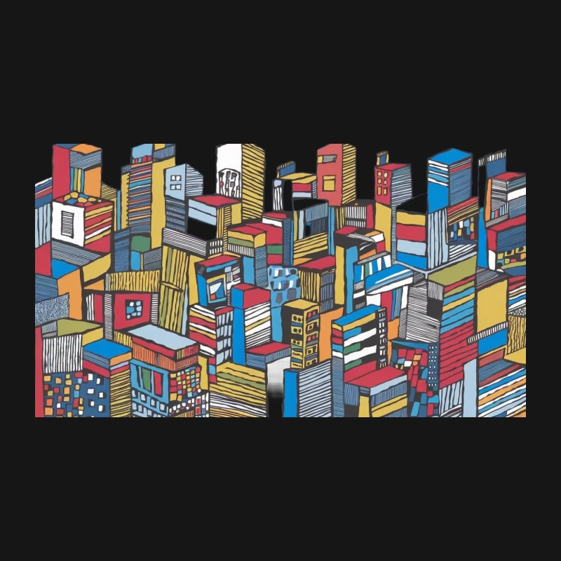 Abstract Colorful Urban Cityscape Illustration Desk Mat