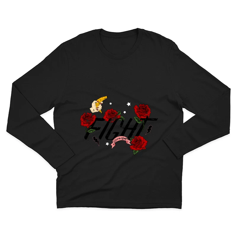 Art Vintage avec Roses et Main Homme Manches Longues T-Shirt