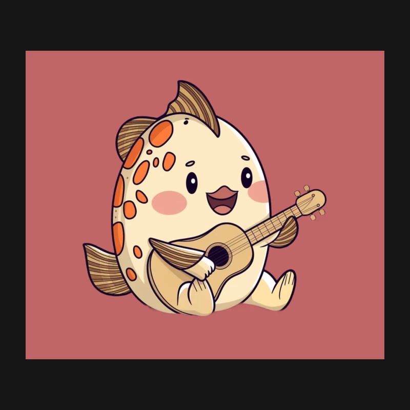 Cute Cartoon Fish Playing Guitar Musical Illustration Mouse Pad