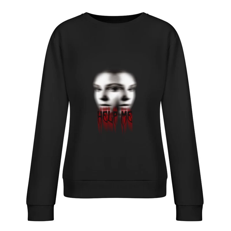 Unheimliches Doppelbild mit Hilfe-Aufruf Damen Pullover Sweatshirt
