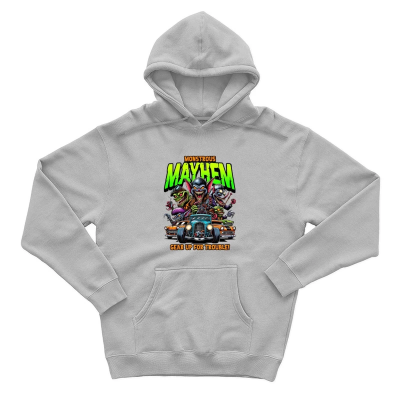 Monstrous Mayhem: Hot Rod Monsters Racing Retro Design Male Pullover Hoodie