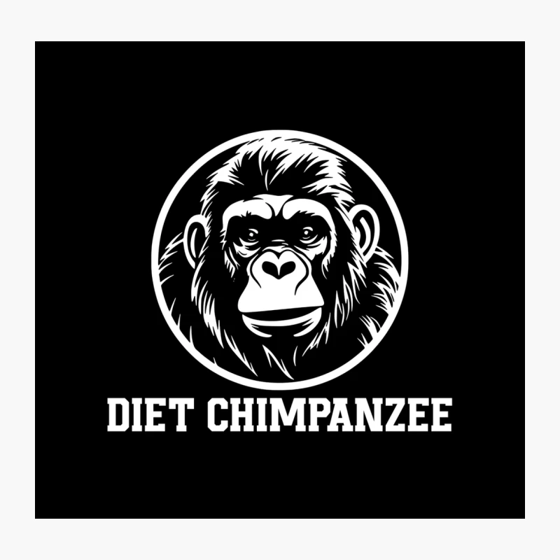 Circular Outline Sketch of Chimpanzee Portrait Throw Pillow