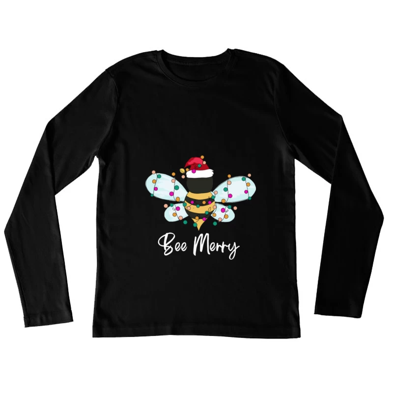 Abeille Joyeuse avec Lumières de Noël Femme Manches Longues T-Shirt