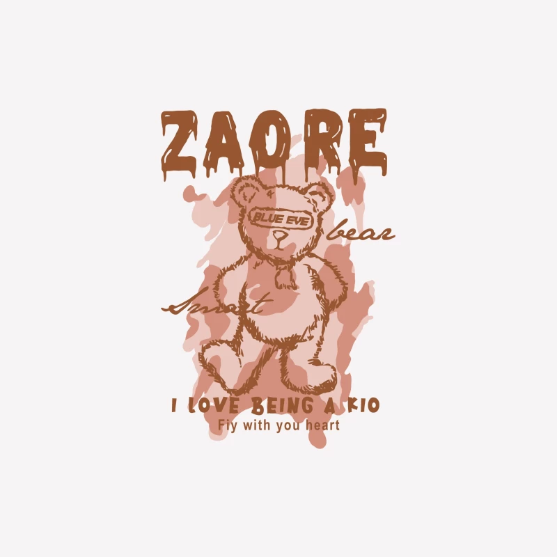 Cute Teddy Bear Illustration with Text Male T-Shirt