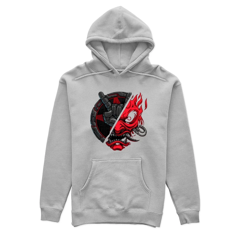 Metal Skull Artwork with Flames Female Pullover Hoodie
