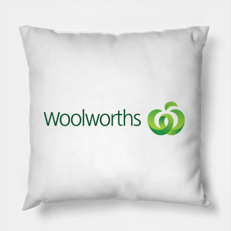 Woolworths Supermarket Chain Logo with Green Apple Design Throw Pillow