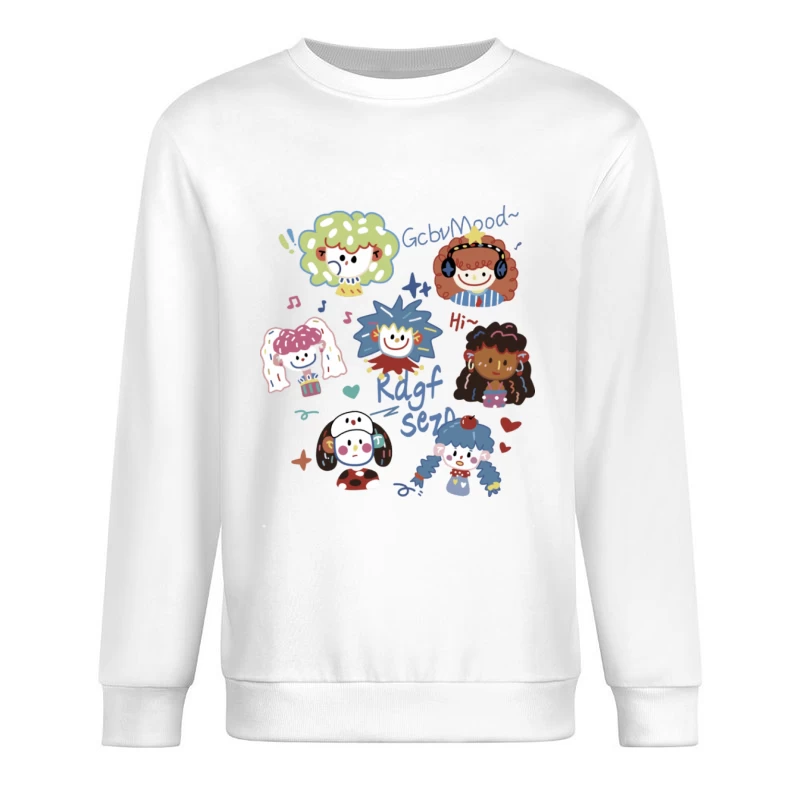 Bunte Cartoon-Gesichter Herren Pullover Sweatshirt
