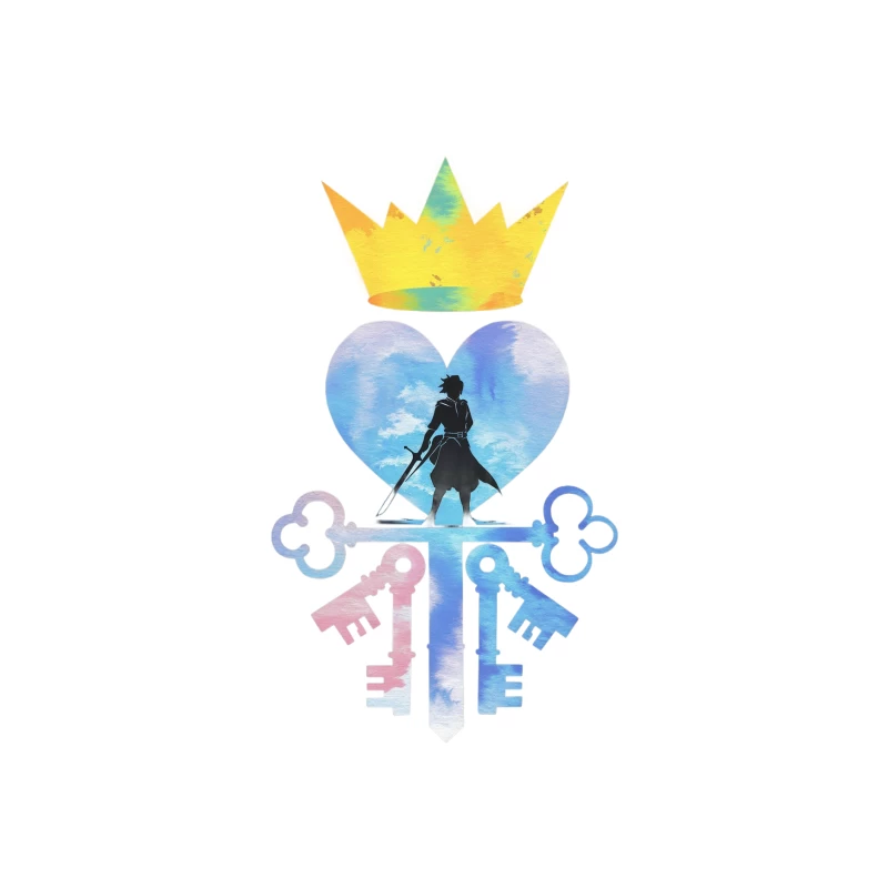 Kingdom Hearts Inspired Watercolor Fantasy Art Tapestry