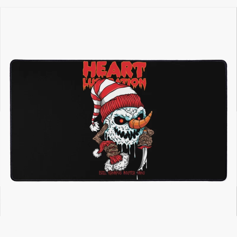 Horror Christmas Snowman with Krampus Theme Desk Mat