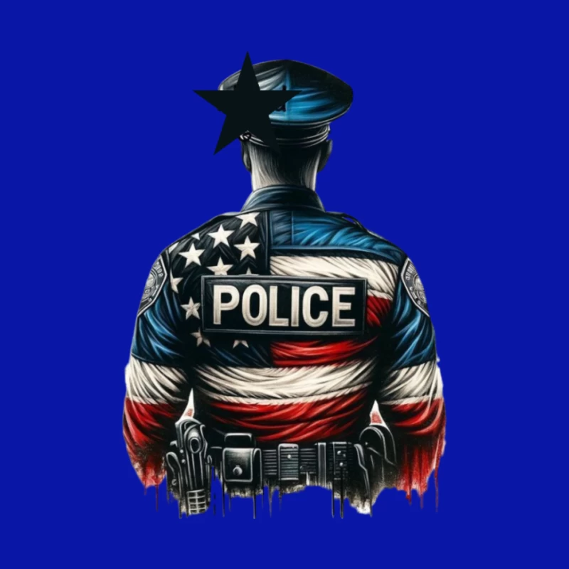 Patriotic Police Art Illustration Pin