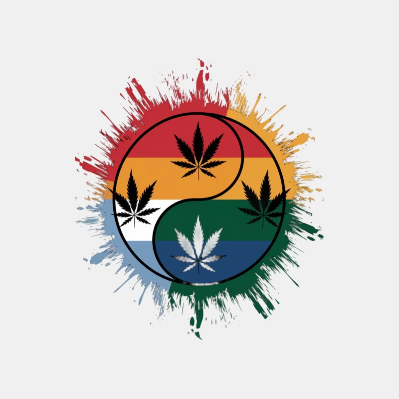 Rainbow Cannabis Yin Yang with Pride Splash Male Tank Top