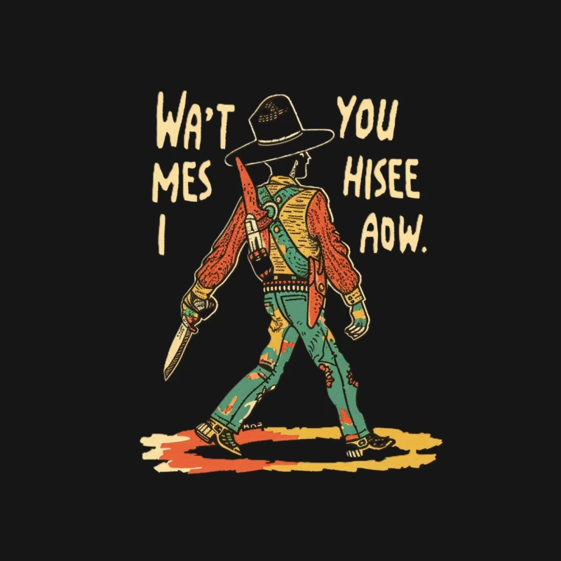 cowboy western illustration text humor vintage style knife h Male T-Shirt