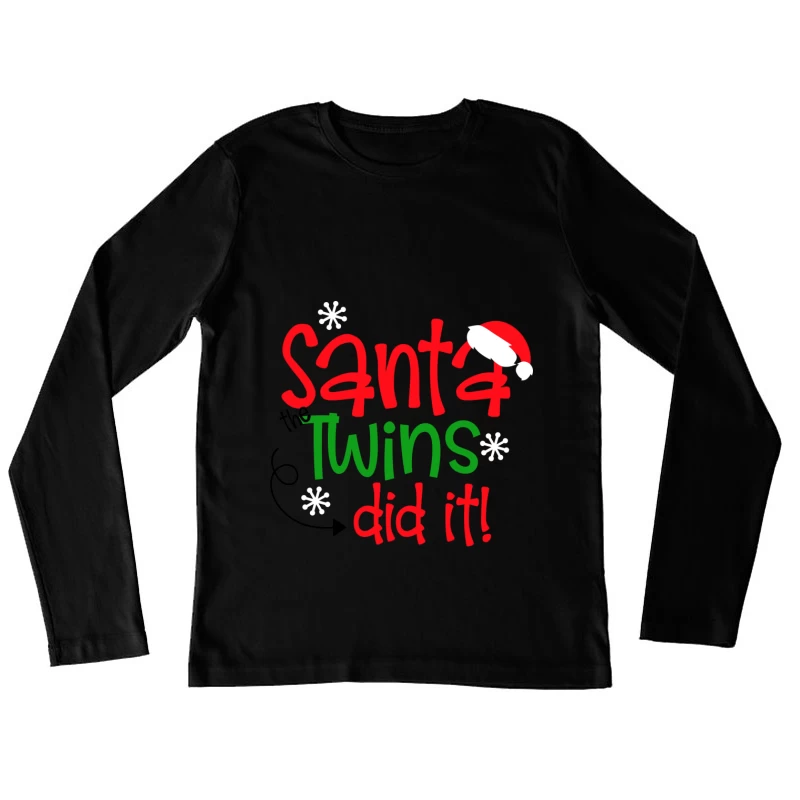 Blague de Noël avec Santa et les Jumeaux Femme Manches Longues T-Shirt