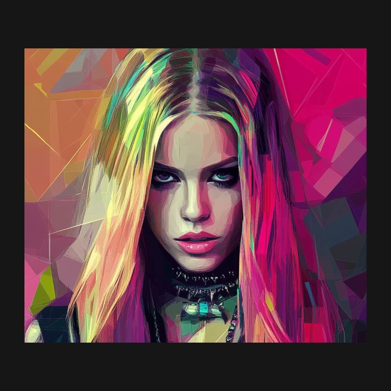 Vibrant Punk Portrait: Digital Art with Colorful Abstract Elements Mouse Pad